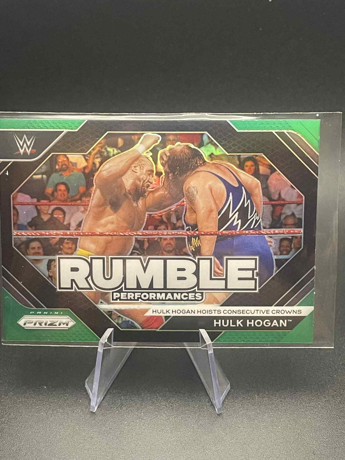 2024 Panini Prizm WWE Hulk Hogan Green Prizm Rumble Performances Card