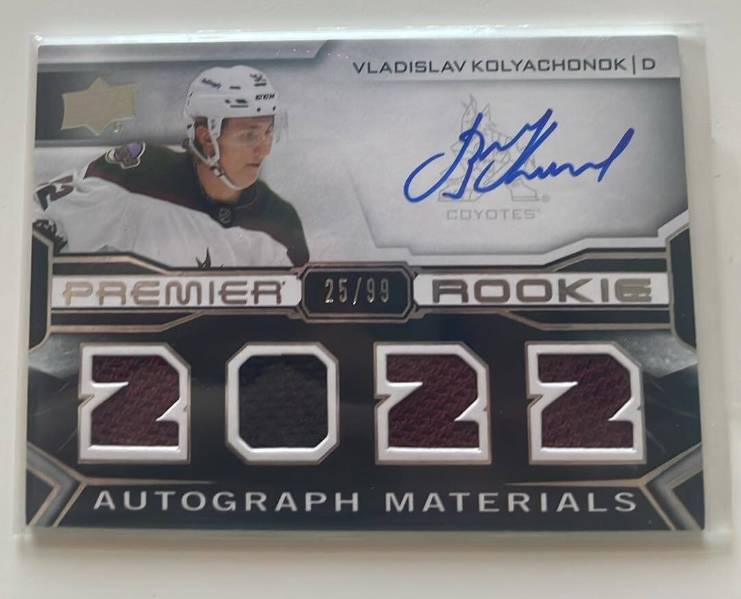 2022-23 UD Premier Rookie Auto Materials Vladislav Kolyachonok /99 #PRA-VK