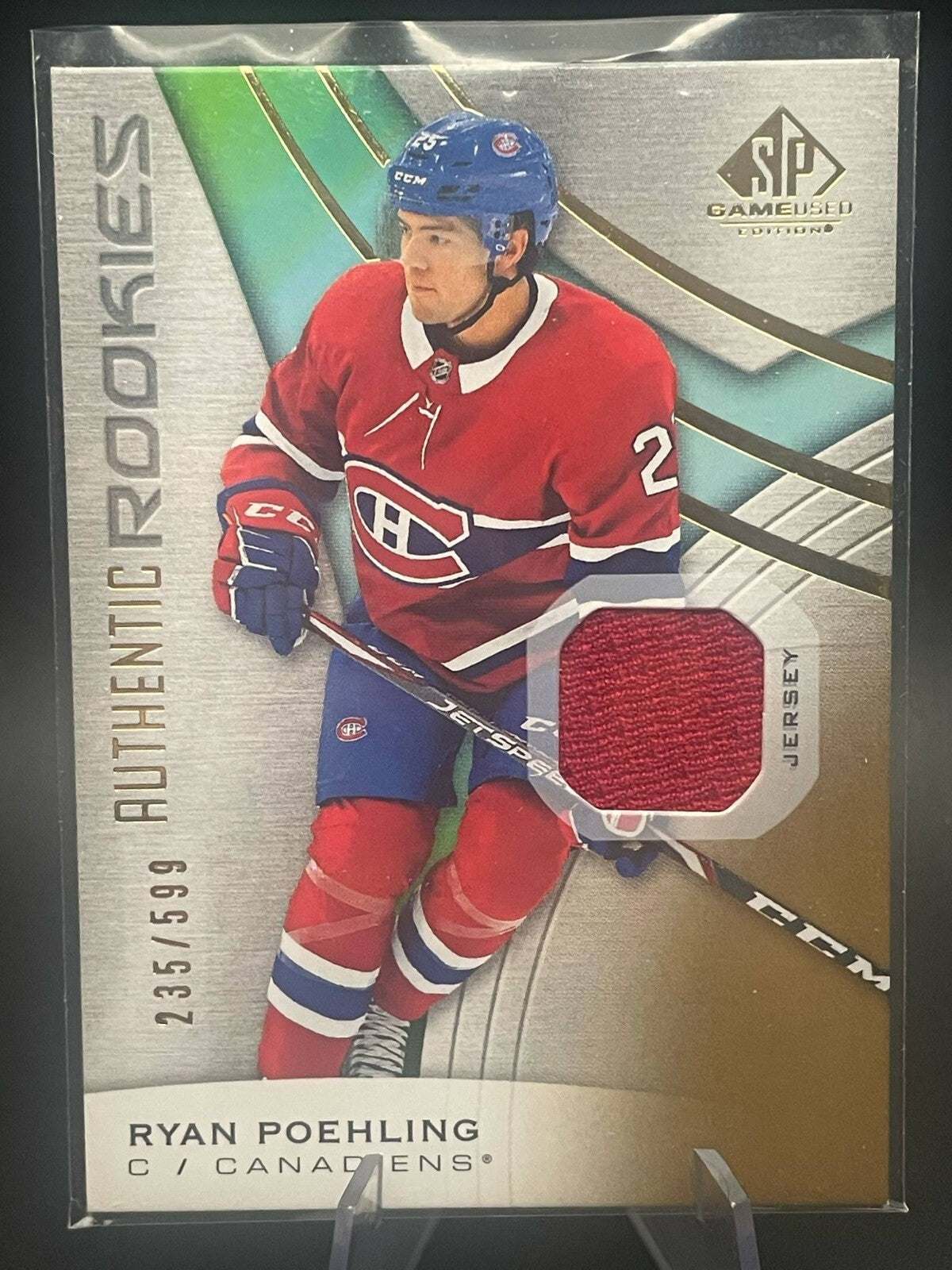 2019-20 SP Game Used Authentic Rookies Gold #137 Ryan Poehling RC Jersey /599