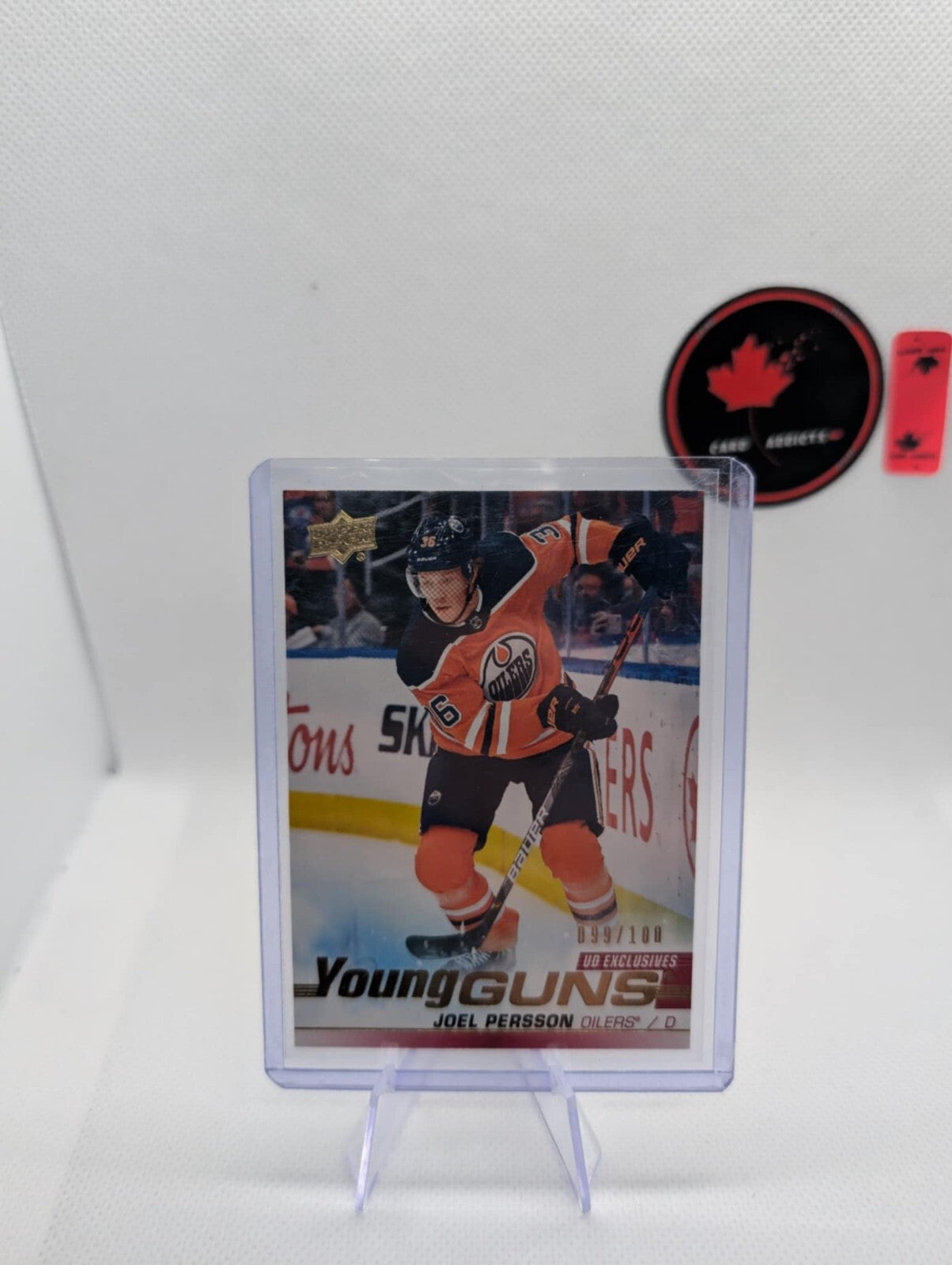 19-20 Upper Deck Joel Persson /100 UD Exclusives Young Guns Rookie Oilers 2019