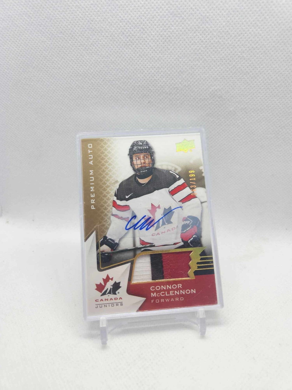 Upper Deck Team Canada 2019 Connor McClennon 3 Colour Patch Auto /199 Rookie