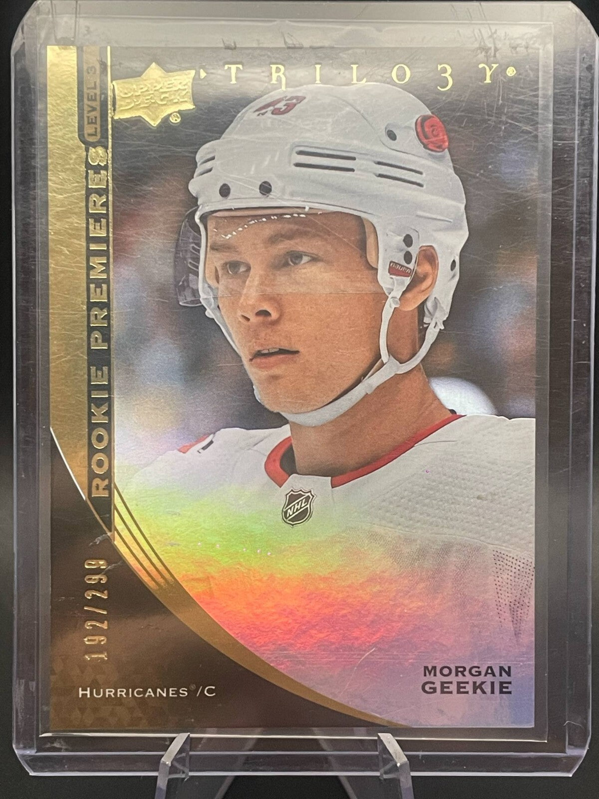 2020-21 Upper Deck Trilogy Premieres /299 Level 3 Morgan Geekie #124 Rookie RC