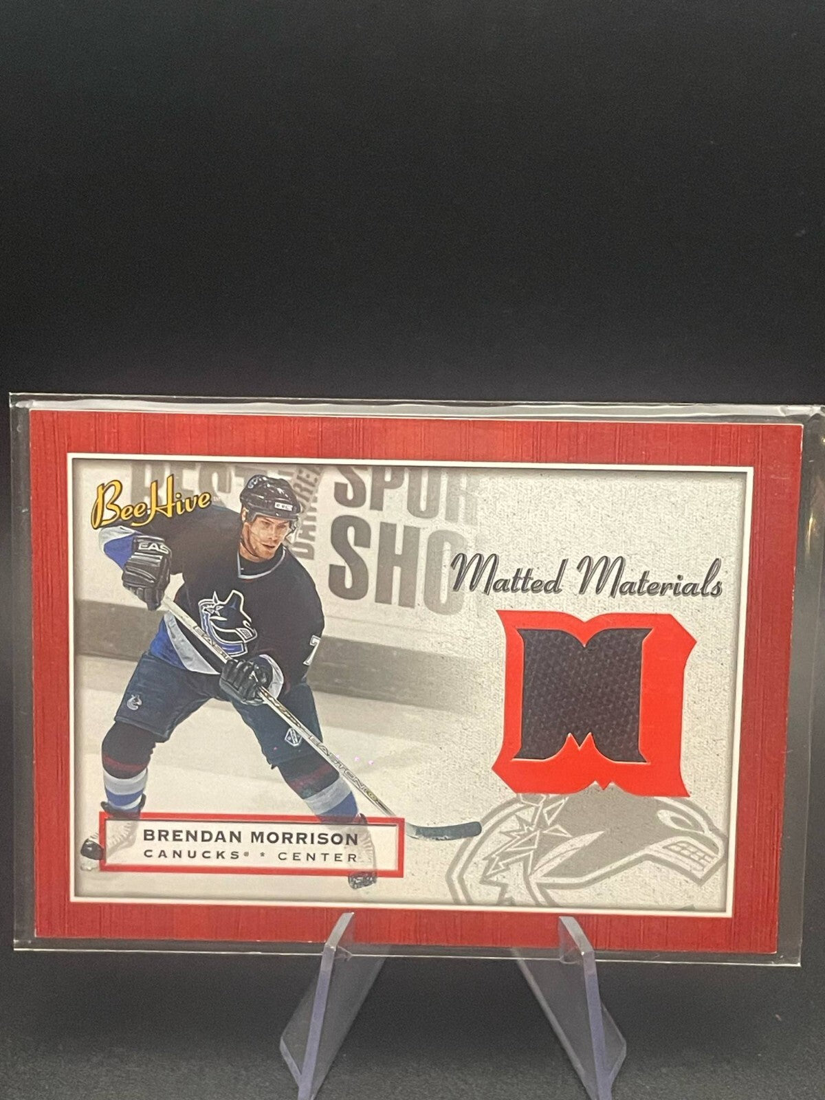 Brendan Morrison 05-06 Upper Deck Bee Hive Matted Materials Game Worn Jersey