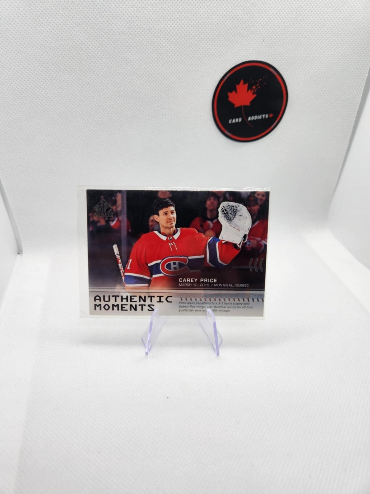 Carey Price 2020 UD SP Authentic Authentic Moments # 104 Montreal Canadiens