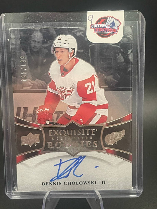 18/19 UD EXQUISITE ICE DENNIS CHOLOWSKI PLATINUM ROOKIES AUTO /199 DETROIT WINGS