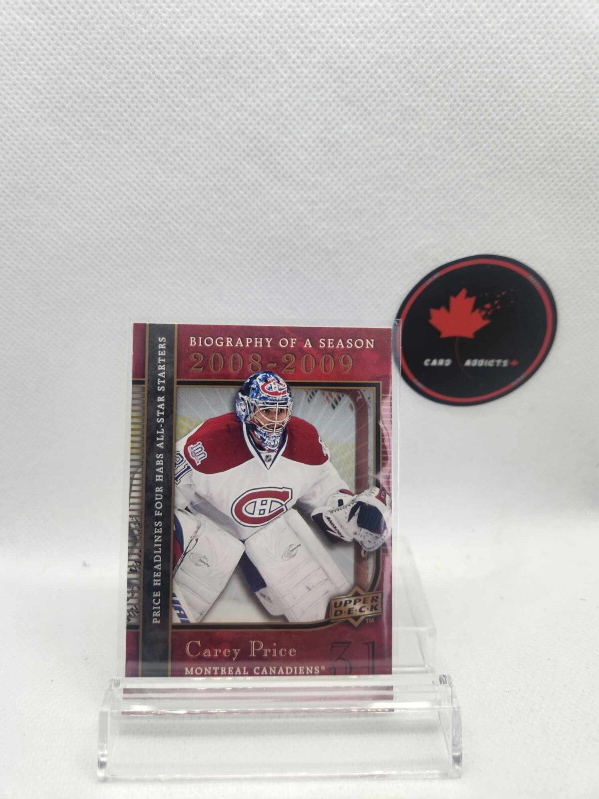2008-09 UD Biography of a Season - CAREY PRICE #BS20