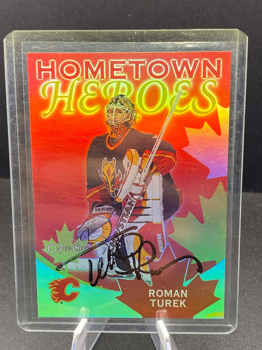 2002-03 O-Pee-Chee Hometown Heroes Canada Roman Turek Calgary Flames Auto