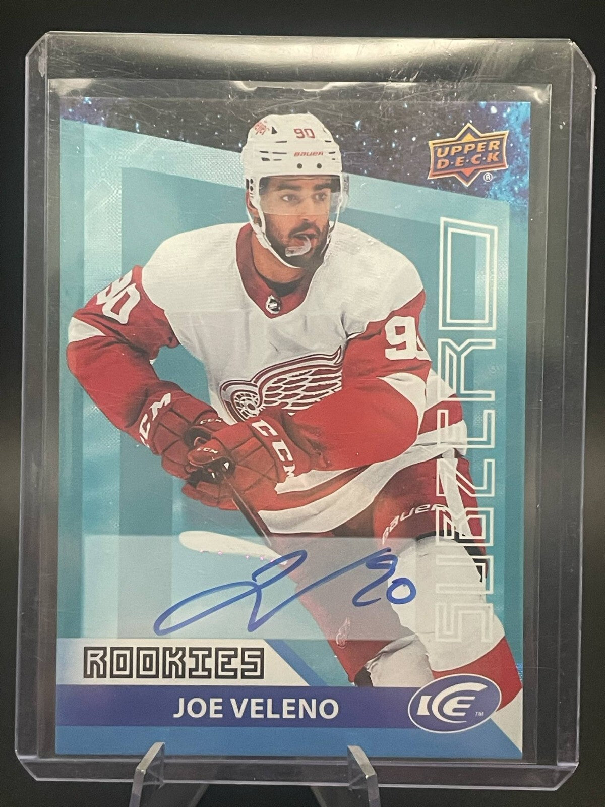 2021-22 UD Ice Sub Zero Rookies Auto Joe Veleno #SZ-44 Detroit Red Wings Kraken
