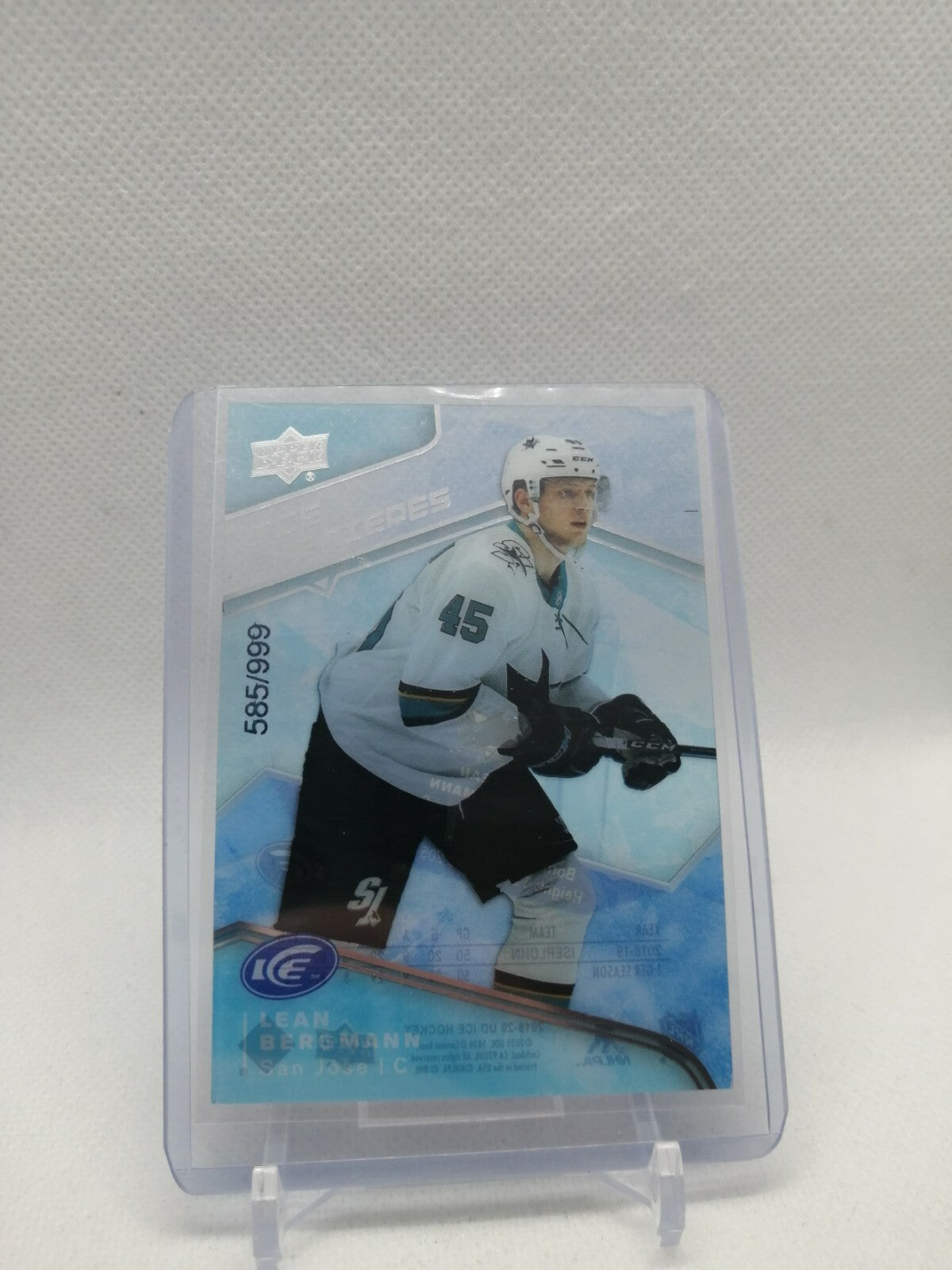 Lean Bergmann 2019-20 Upper Deck Ice Premieres /999 Sharks Rookie #67