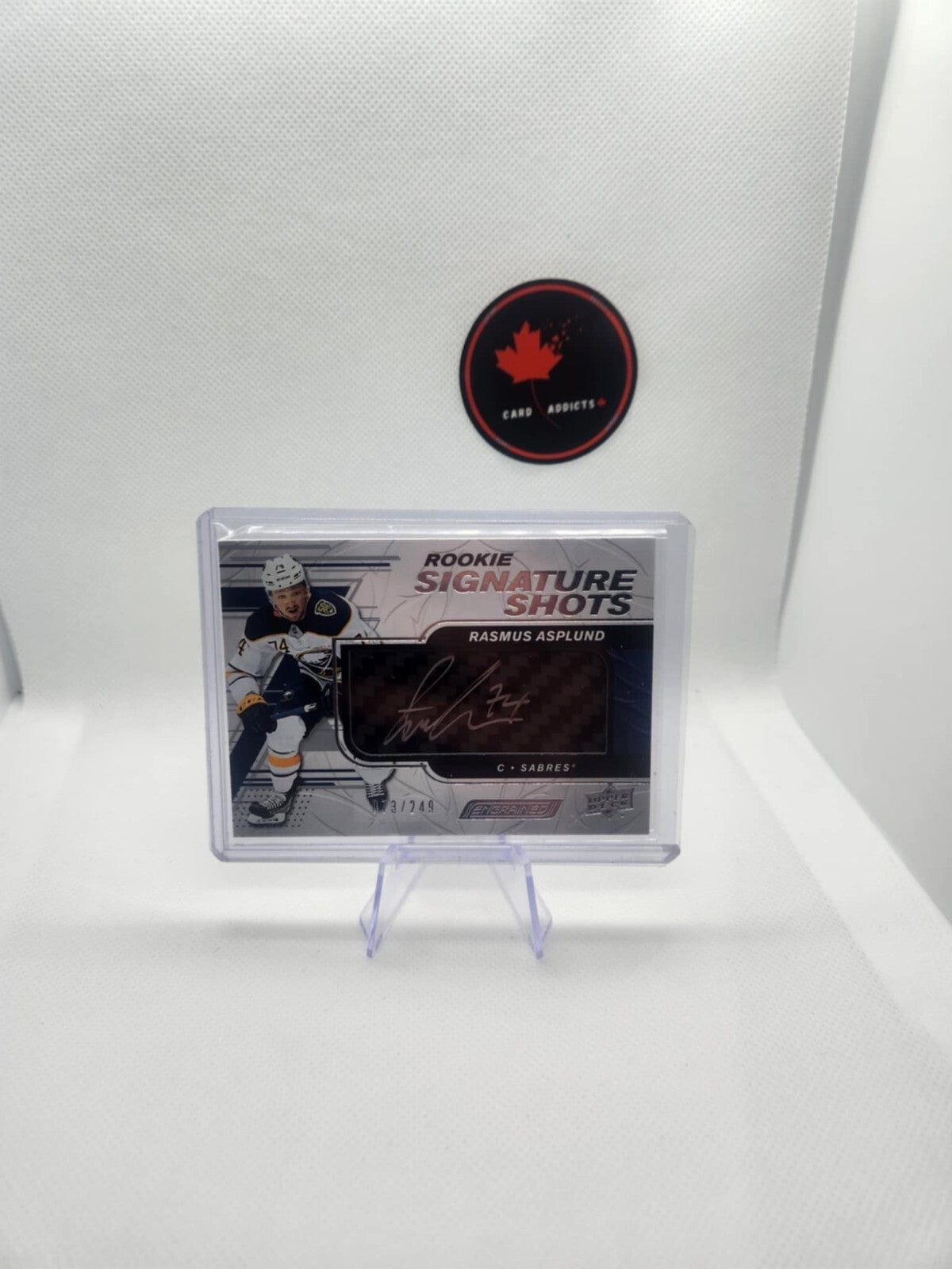 RASMUS ASPLUND 19-20 UD ENGRAINED ROOKIE SIGNATURE SHOTS STICK AUTO /249