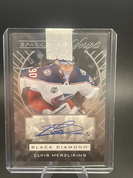 ELVIS MERZLIKINS 2021-22 UPPER DECK BLACK DIAMOND SPARKLING SCRIPTS AUTO MINT