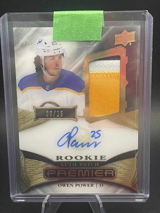 Owen Power 2022-23 Upper Deck Premier #AR-OP Rookie Patch Auto Gold  /35