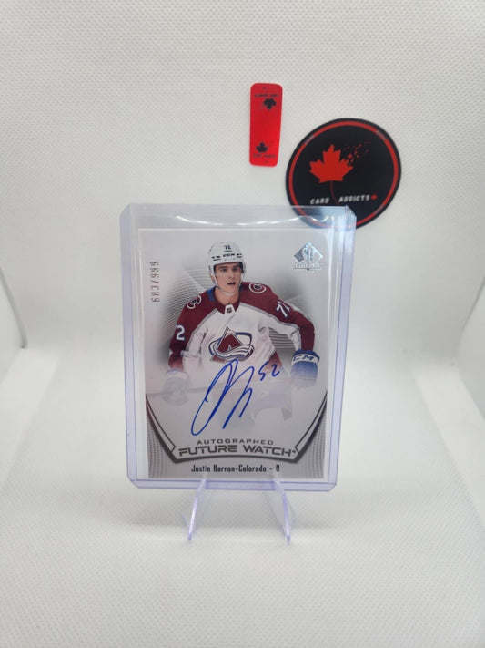 2021-22 SP AUTHENTIC FUTURE WATCH JUSTIN BARRON ROOKIE AUTO /999 COLORADO