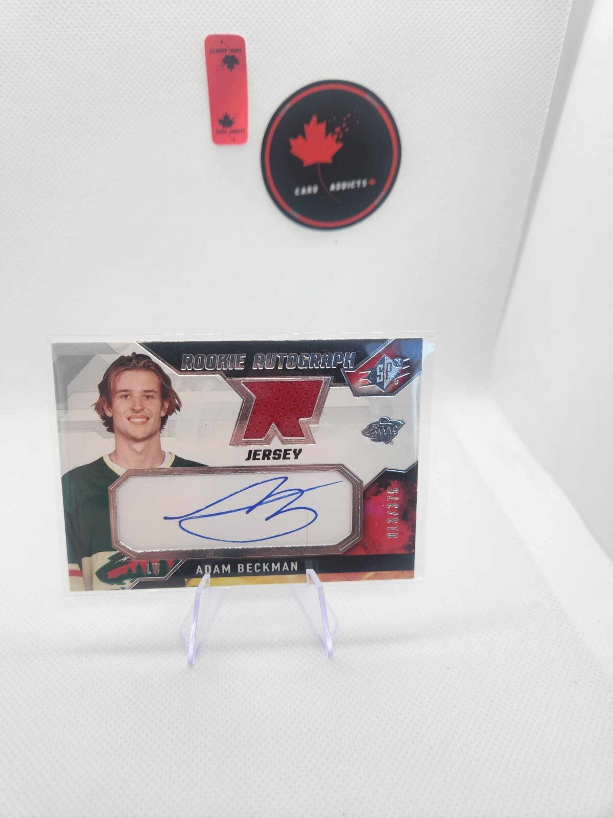 2021-22 UD SPX Adam Beckman Rookie Jersey Auto /375 Minnesota Wild