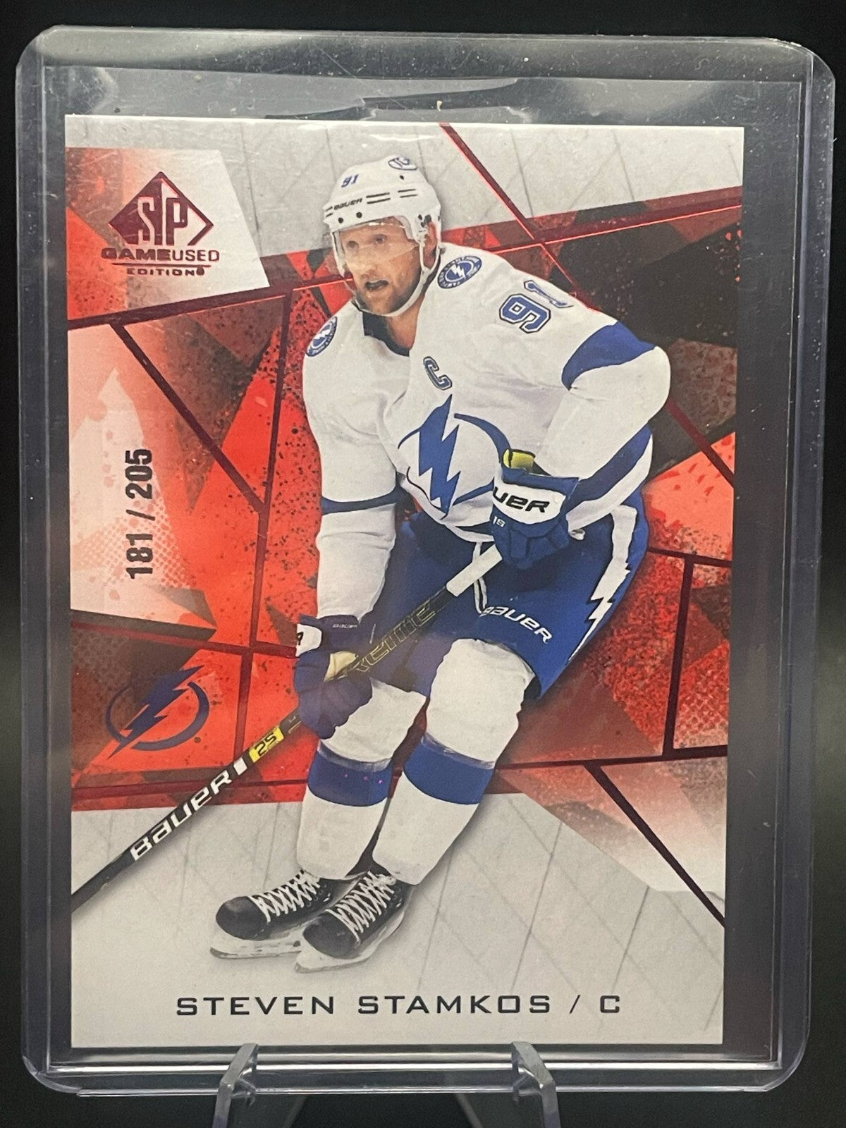 2021-22 SP GAME USED RED STEVEN STAMKOS /205 TAMPA BAY LIGHTNING #71