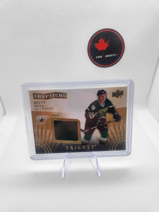 2014-15 UD Trilogy BRETT HULL Tryptichs Jersey /600 Stars Blues Wings
