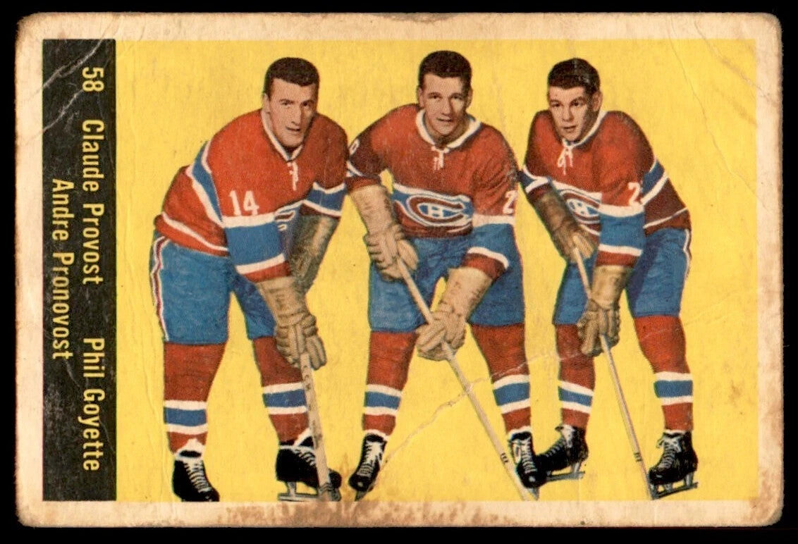 1960-61 Parkhurst Claude Provost/Phil Goyette/Andre Pronovost #58 Montreal