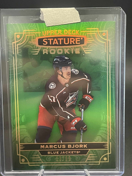 2022-23 Upper Deck Stature Green Rookie Marcus Bjork /99 Blue Jackets #110