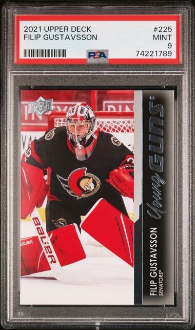 2021-22 Upper Deck Filip Gustavsson Young Guns #225 PSA 9 Minnesota Wild
