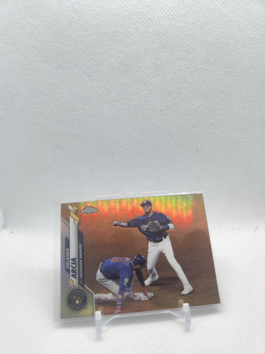 2020 Topps Chrome Refractor Silver Orlando Arcia #140 Milwaukee Brewers