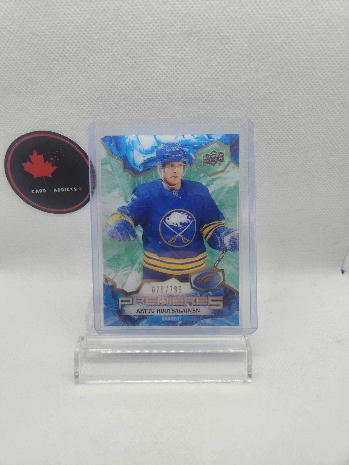 2021-22 UD Ice Green Ice Premieres #213 Arttu Ruotsalainen /799 Acetate