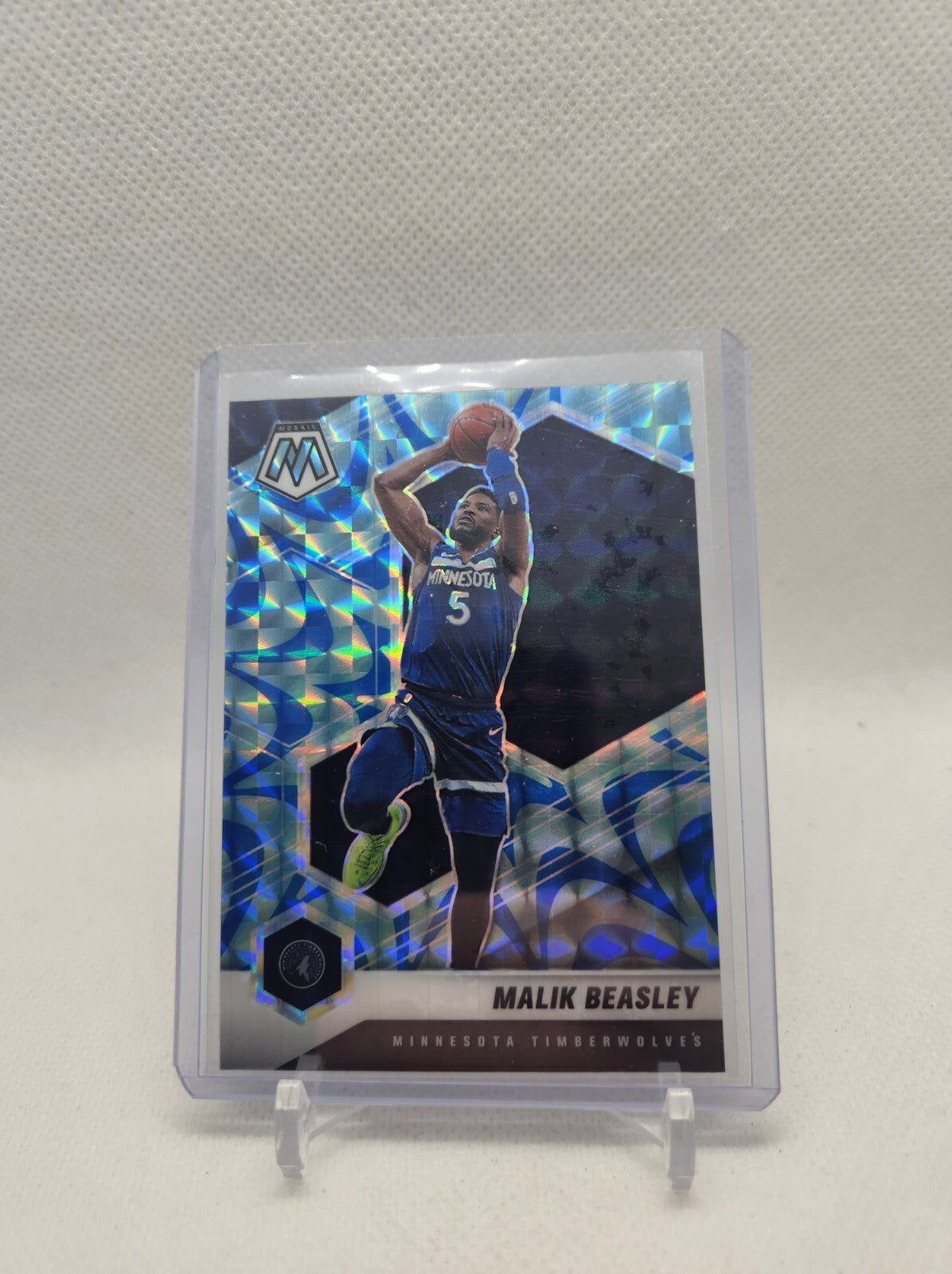 2020 Panini Mosaic # 162 Malik Beasley Reactive Blue Prizm Minnesota Timberwolve