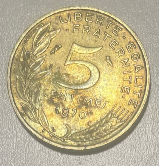 1970 5 CENTIMES REPUBLIC OF FRANCE REF I