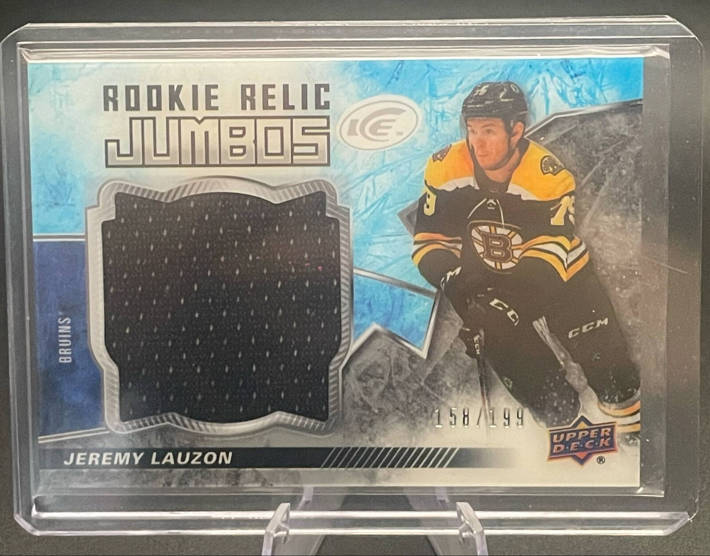 2018-19 Upper Deck Ice Rookies Relic Jumbos Jeremy Lauzon Jersey /199 Boston
