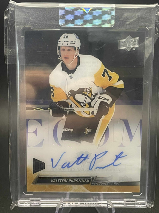 2022-23 UD Clear Cut Hockey Valtteri Puustinen Rookie RC Auto #CC-VP, Penguins