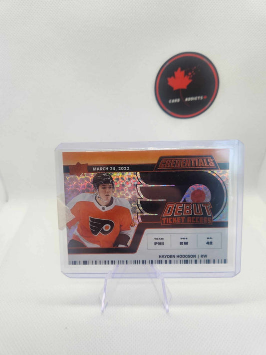 2022-23 UD CREDENTIALS DEBUT TICKET ACCESS ORANGE #126 HAYDEN HODGSON /149