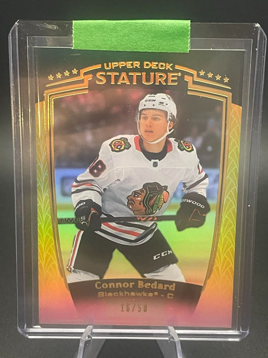 2024-25 UPPER DECK STATURE CONNOR BEDARD /50 GOLD BLACKHAWKS #25
