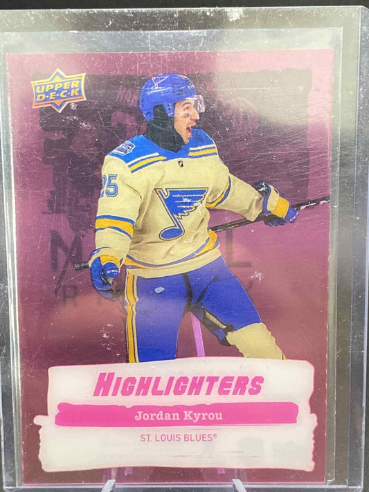 22/23 UD S2 St. Louis Blues Jordan Kyrou Highlighters Pink card #HL-21