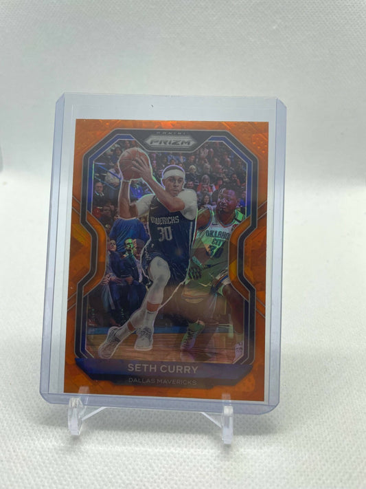 2020-21 Panini PRIZM BASKETBALL SETH CURRY #194 ORANGE CRACKED ICE SP