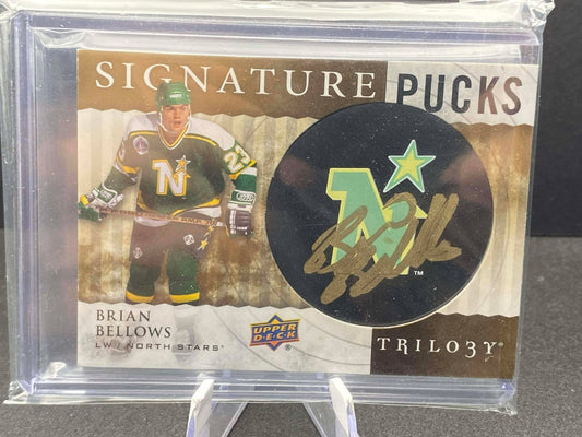 2014-15 Trilogy Signature Pucks Logo Autograph Puck Brian Bellows