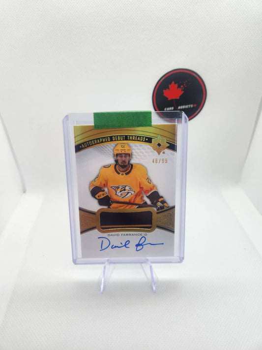 David Farrance 2021-22 Upper Deck Ultimate Collection Auto Debut Threads Auto