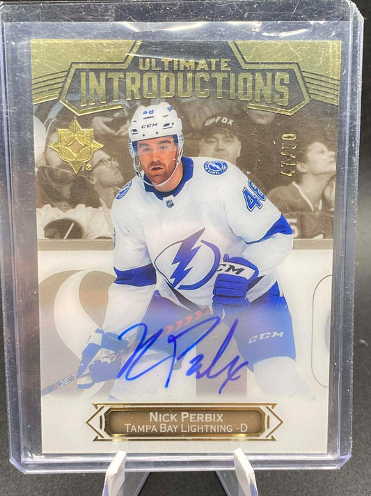 2022-23 UD Ultimate Collection Introductions Nick Perbix Rookie Auto Gold /50