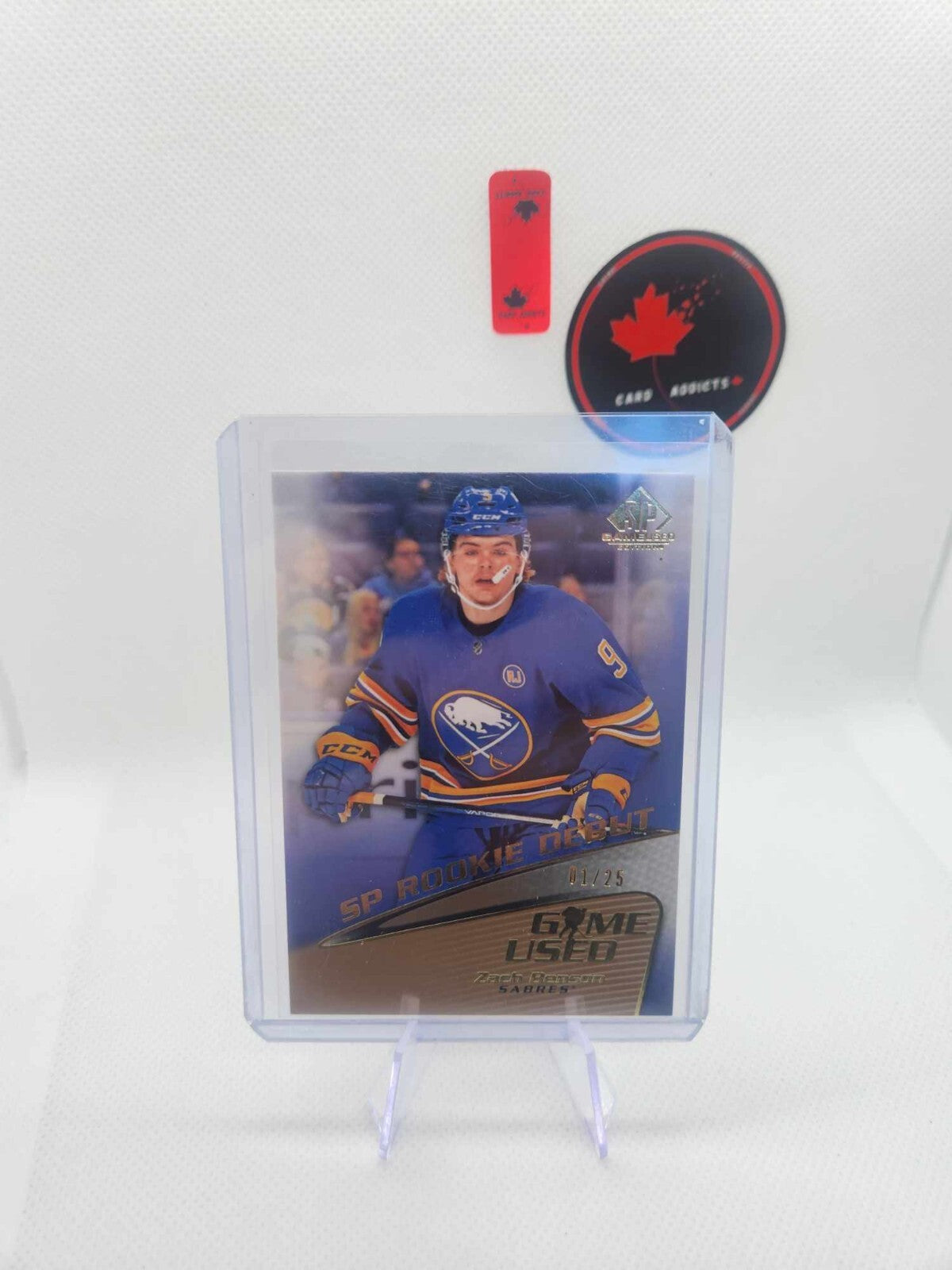 2023-24 SP Game Used SP Rookie Debut Gold Zach Benson Rookie 1/25 #R-14 Buffalo