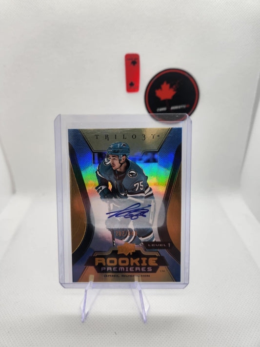 2023-24 UD Trilogy Common Gold Auto Rookie Premieres Level 1 Danil Gushchin /349