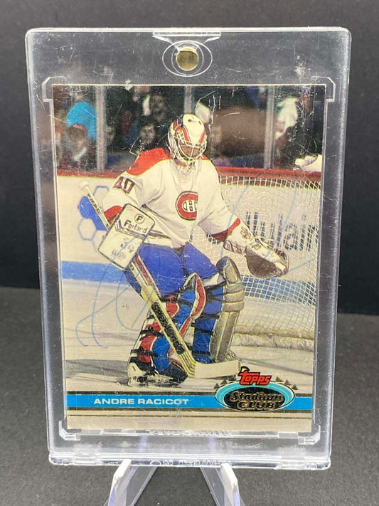 1991-92 TOPPS STADIUM CLUB ANDRE RACICOT #377 Auto