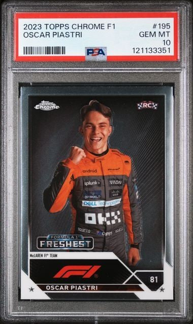 2023 Topps Chrome F1 #195 Oscar Piastri Freshest Rookie PSA 10 Gem Mint Rookie