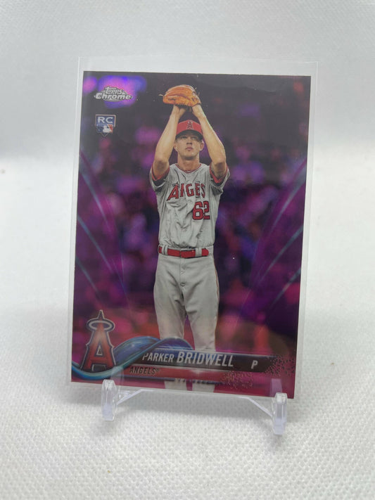 2018 TOPPS CHROME PINK REFRACTOR PARKER BRIDWELL #77 ANGELS NATIONALS ROOKIE RC