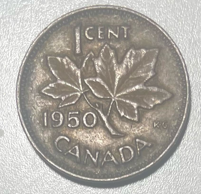Canada 1950 1 Cent Copper One Canadian Penny REF I