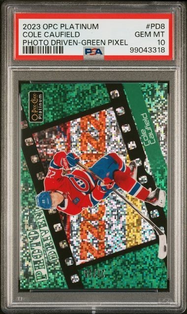 2023 O-PEE-CHEE PLATINUM COLE CAUFIELD PHOTO DRIVEN GREEN PIXELS /35 #PD8 PSA 10