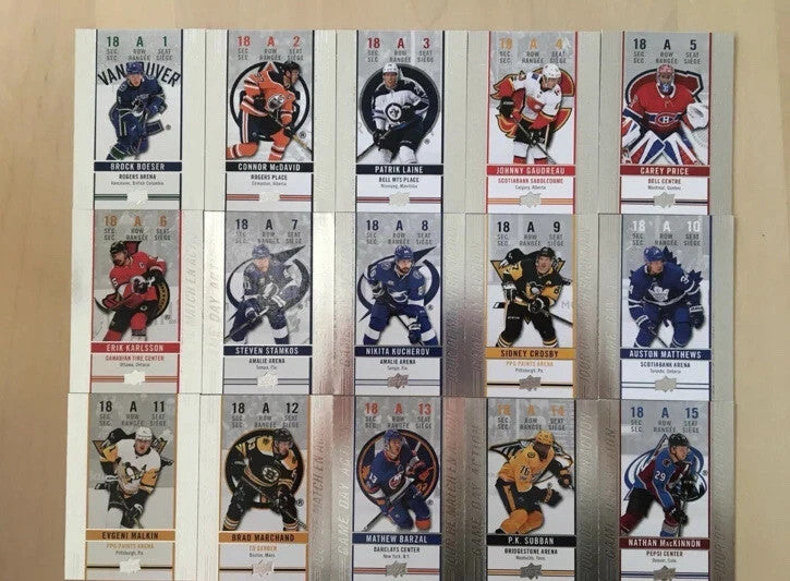2018-19 UD Tim Hortons Game Day Action Insert Complete Set #GDA 1-15