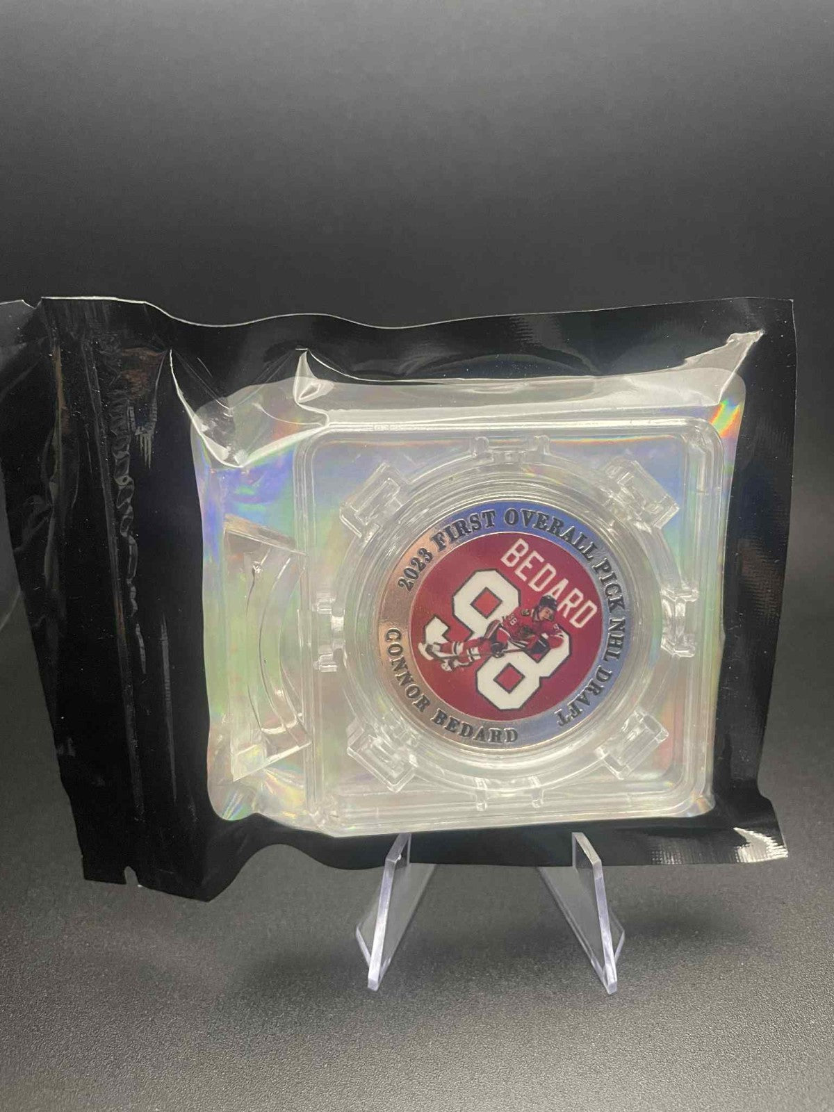 Connor Bedard Silver Color Coin With Rotating Display With Stand SEALED