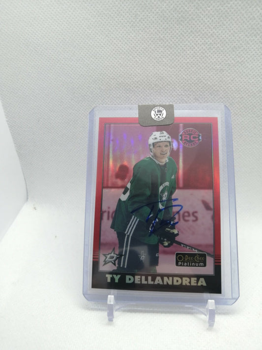 2020-21 UD OPC Platinum Retro Rainbow Red Autographs TY DELLANDREA #R-80 RC Auto