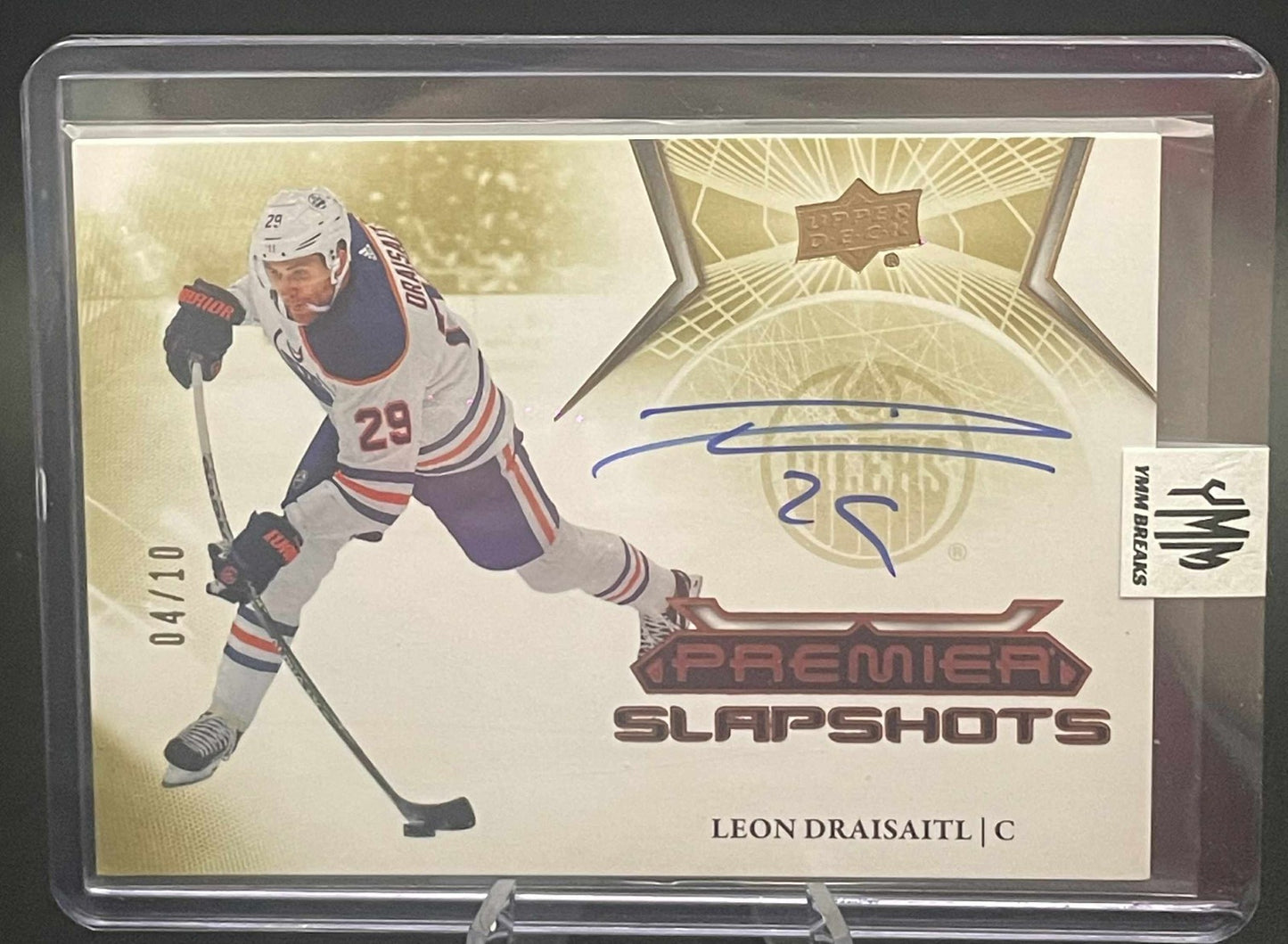 2023-24 Upper Deck Premier Leon Draisaitl 2022-23 Slapshots Auto Gold 4/10