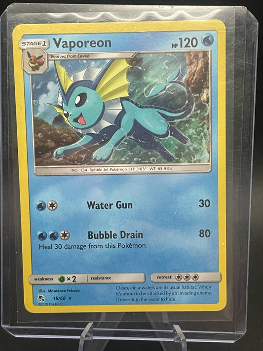 Pokémon TCG Vaporeon Hidden Fates 18/68 Holo Holo Rare