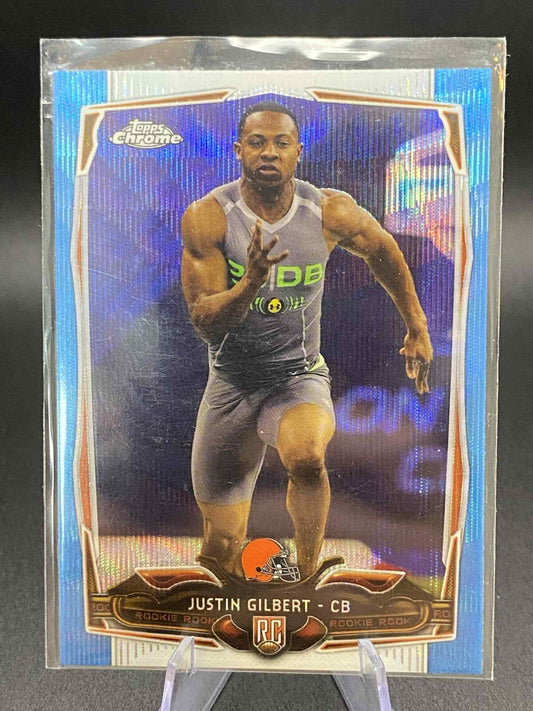 2014 Topps Chrome Football Justin Gilbert Rookie Refractor Blue Wave