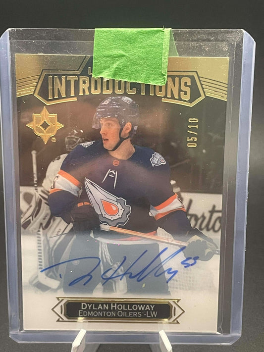 DYLAN HOLLOWAY 2022-23 UD Ultimate Introductions Rookie Card RC Auto Oilers /10